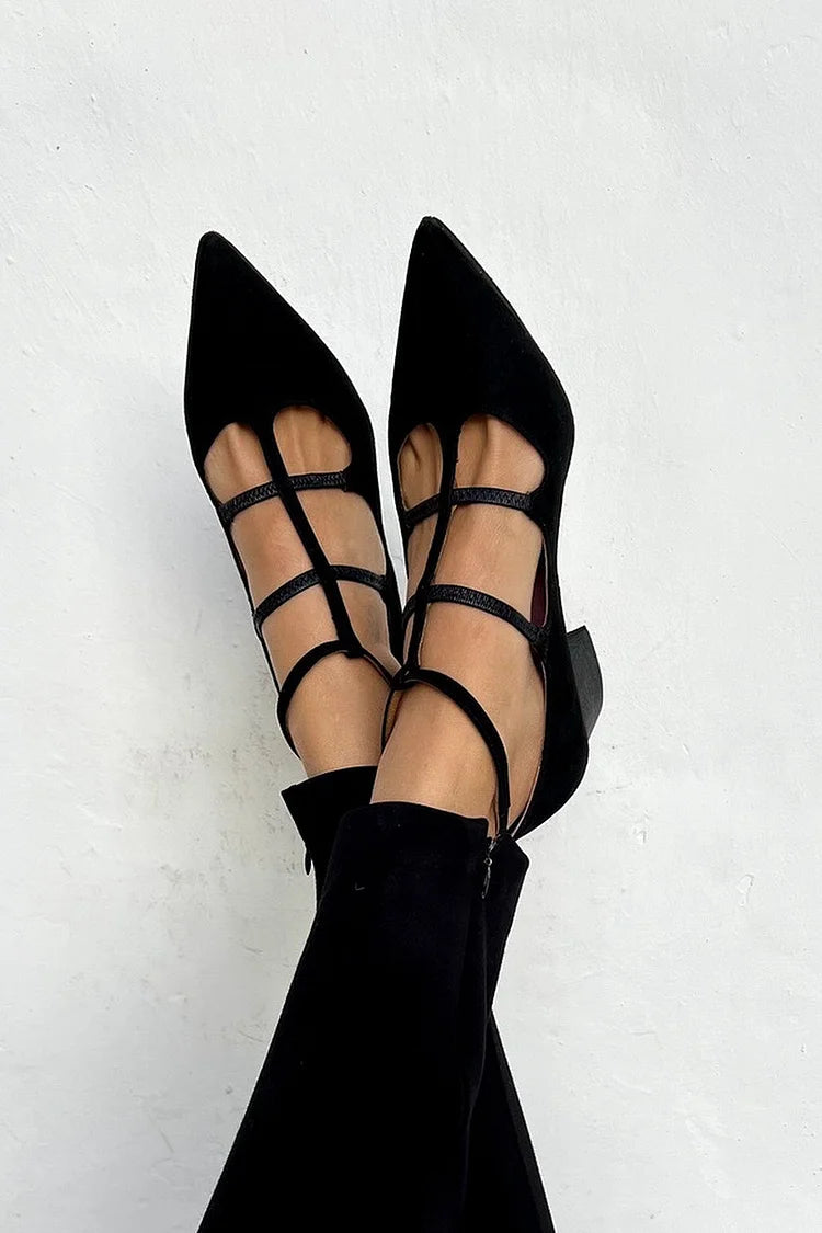 ELISE | STRAPPY POINTED FLATS