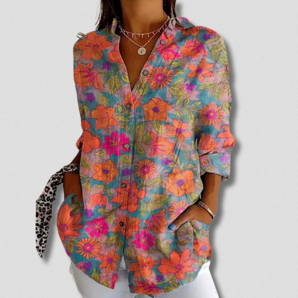 Stefanie | Long Sleeve Floral Button-Down Shirt