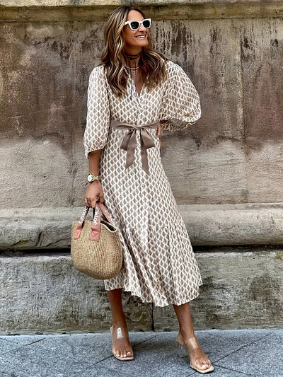 DIXIE - CLASSIC DRESS WITH BUTTONS AND BOW DETAILING