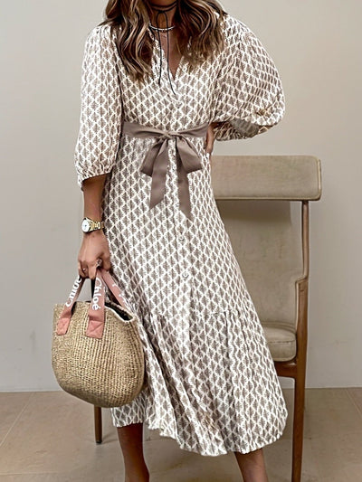 DIXIE - CLASSIC DRESS WITH BUTTONS AND BOW DETAILING