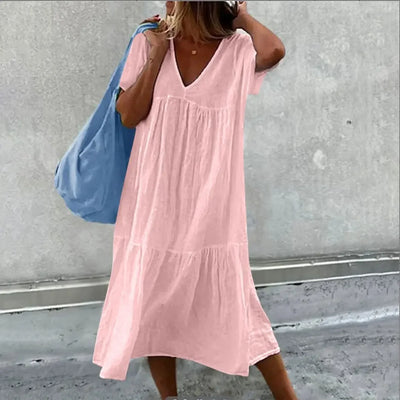 Isabella™ - Comfortable Linen V-Neck Dress