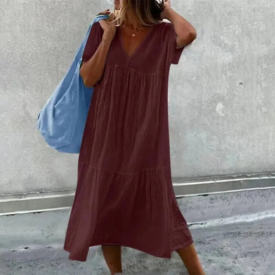 Isabella™ - Comfortable Linen V-Neck Dress