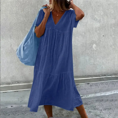 Isabella™ - Comfortable Linen V-Neck Dress