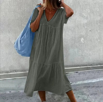 Isabella™ - Comfortable Linen V-Neck Dress