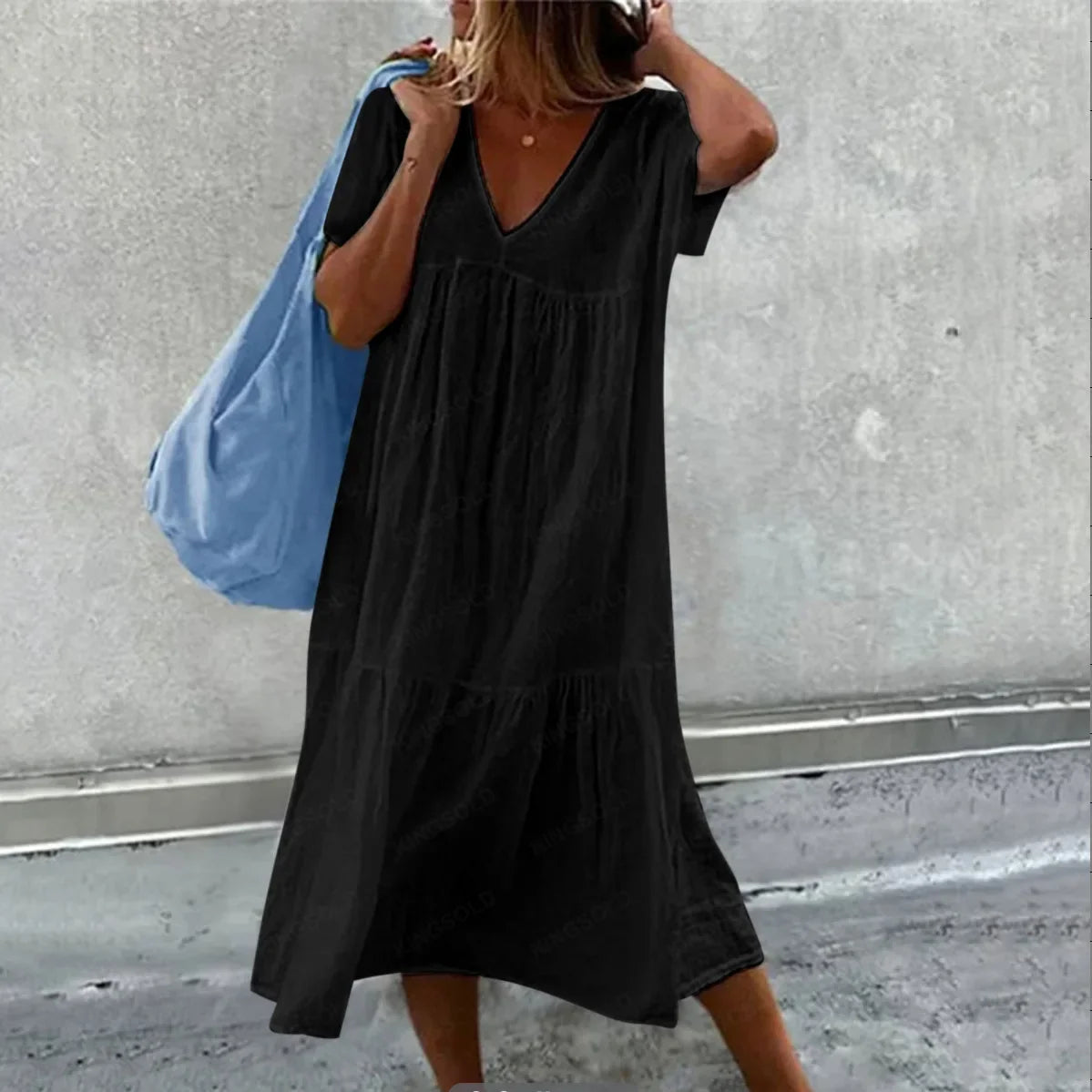 Isabella™ - Comfortable Linen V-Neck Dress